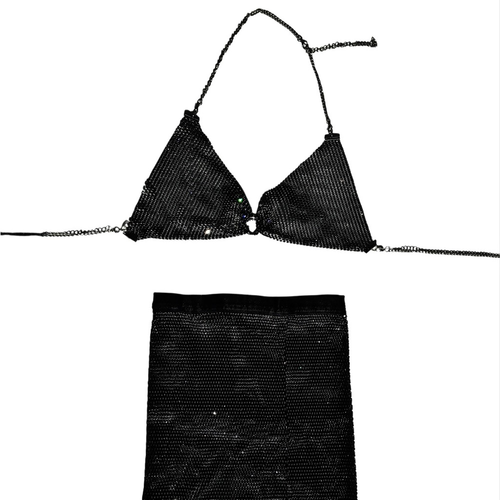 Rhinestone Fish Net Two Piece